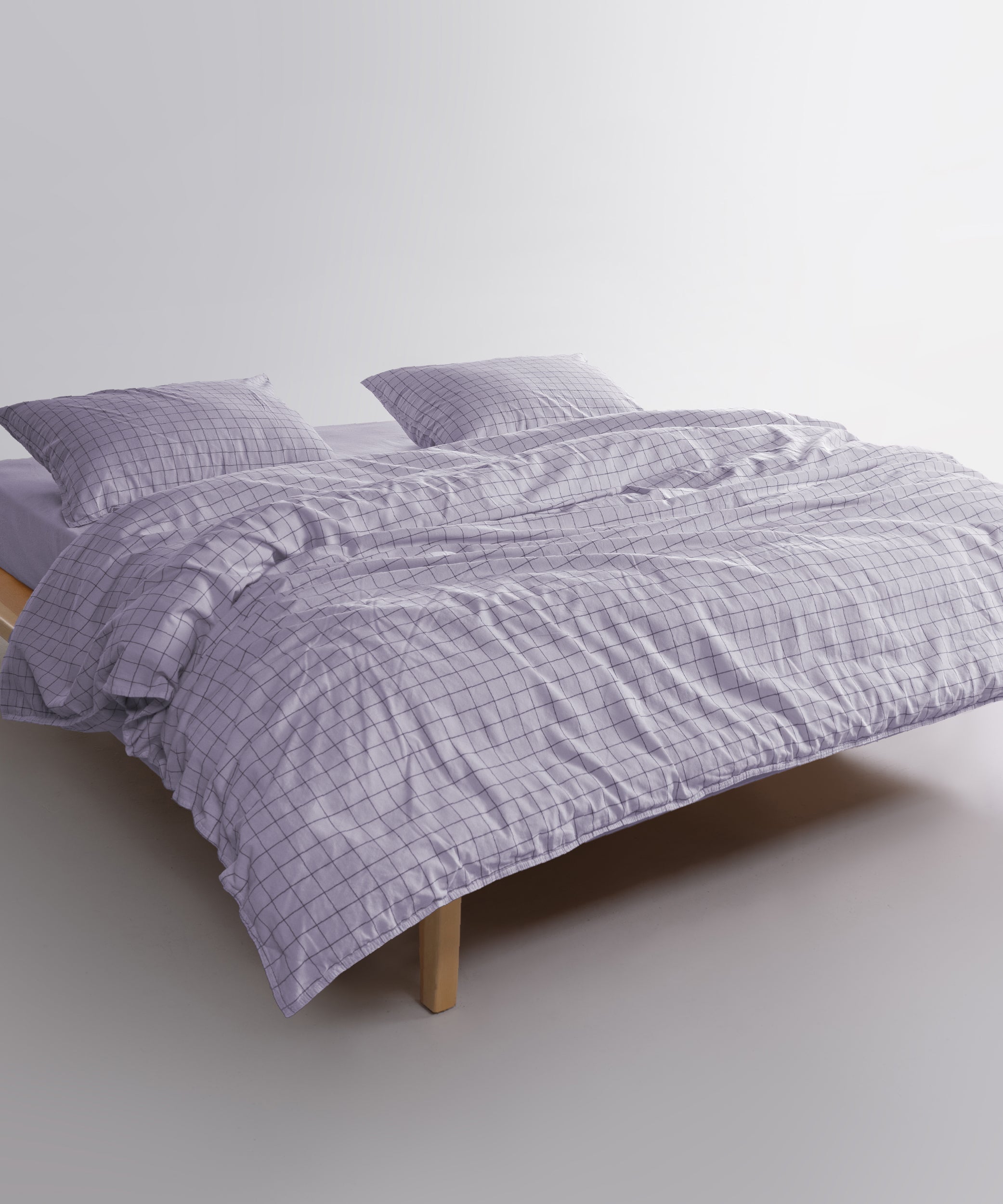 Stonewashed 100% Soft Cotton Duvet Cover Set Inara Natural Violet
