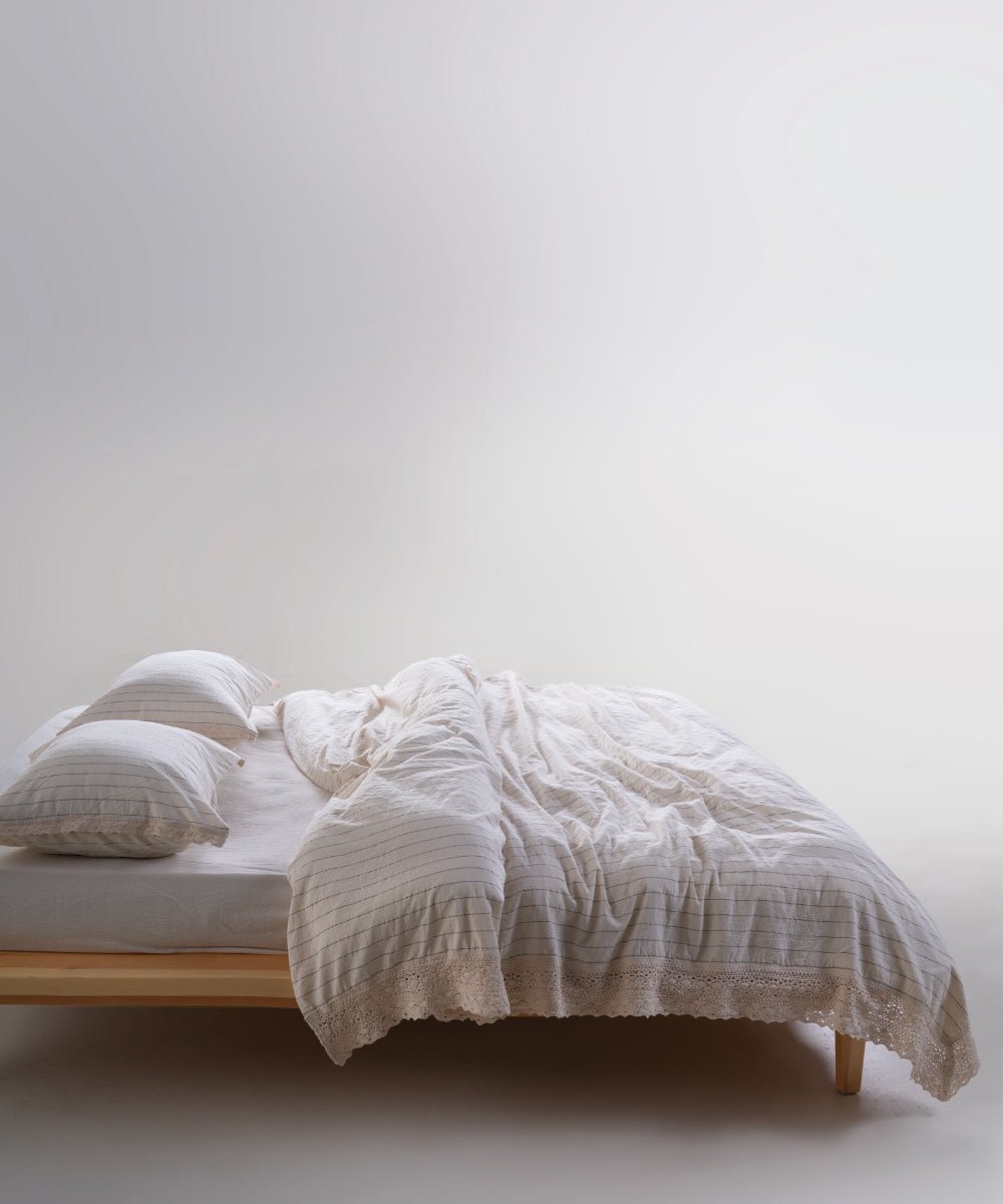 Garmenwashed Leila Laced 100% Cotton Duvet Cover Set