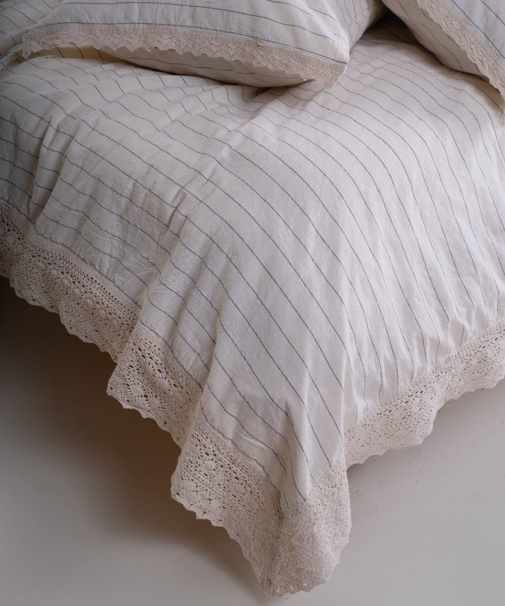 Garmenwashed Leila Laced 100% Cotton Duvet Cover Set