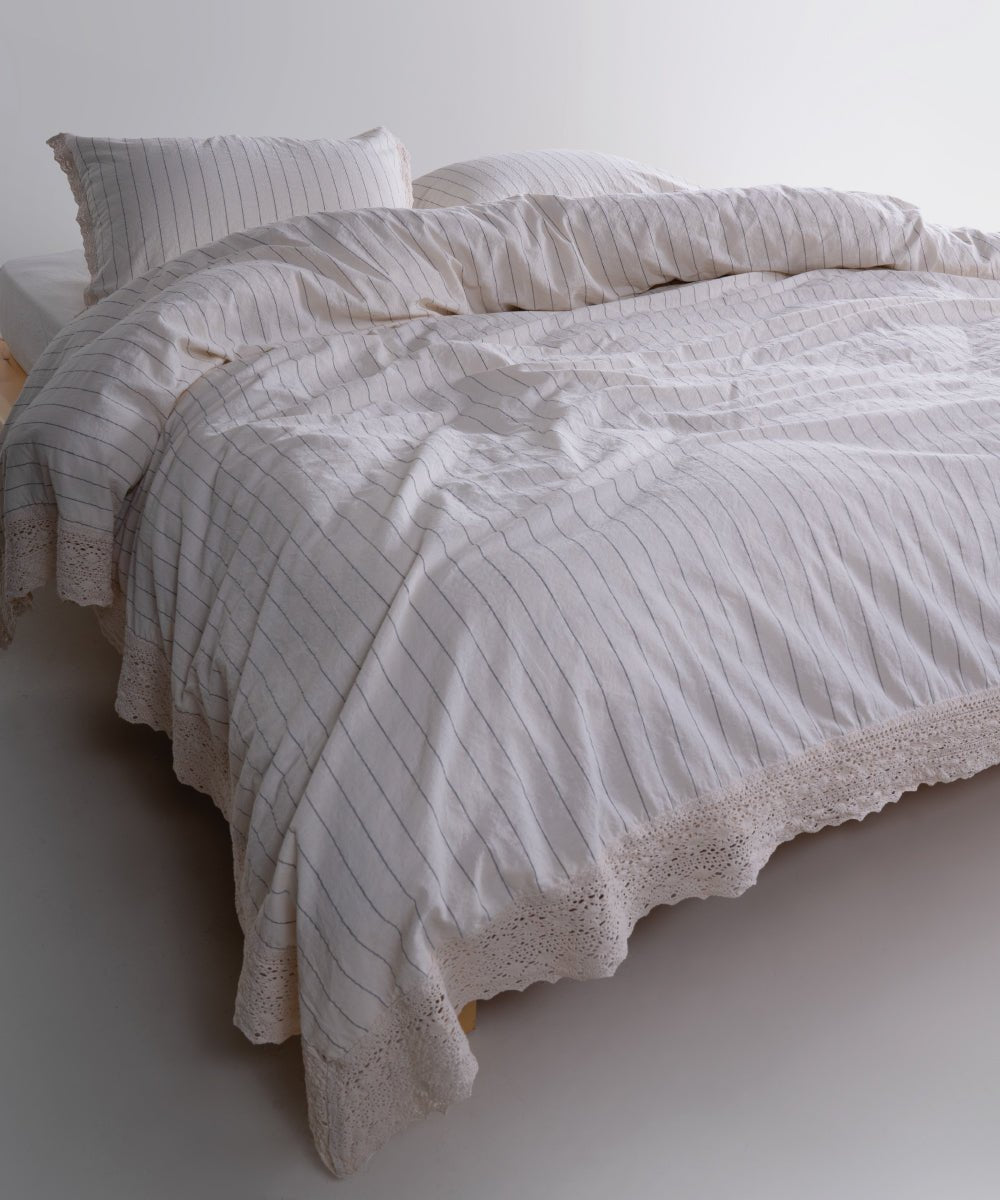 Garmenwashed Leila Laced 100% Cotton Duvet Cover Set