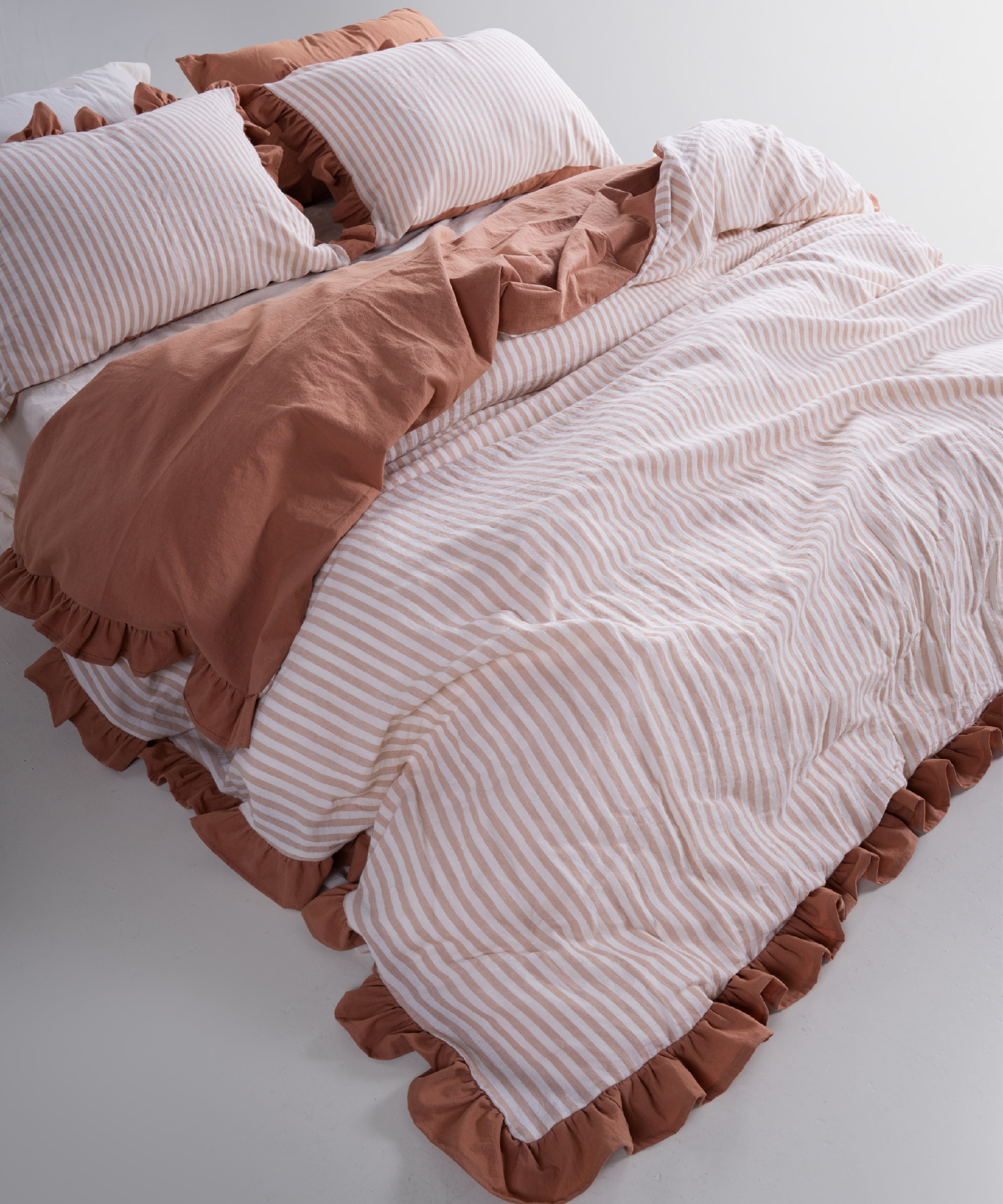 Close-up of garment washed soft cotton fabric on Marrakesh duvet cover set