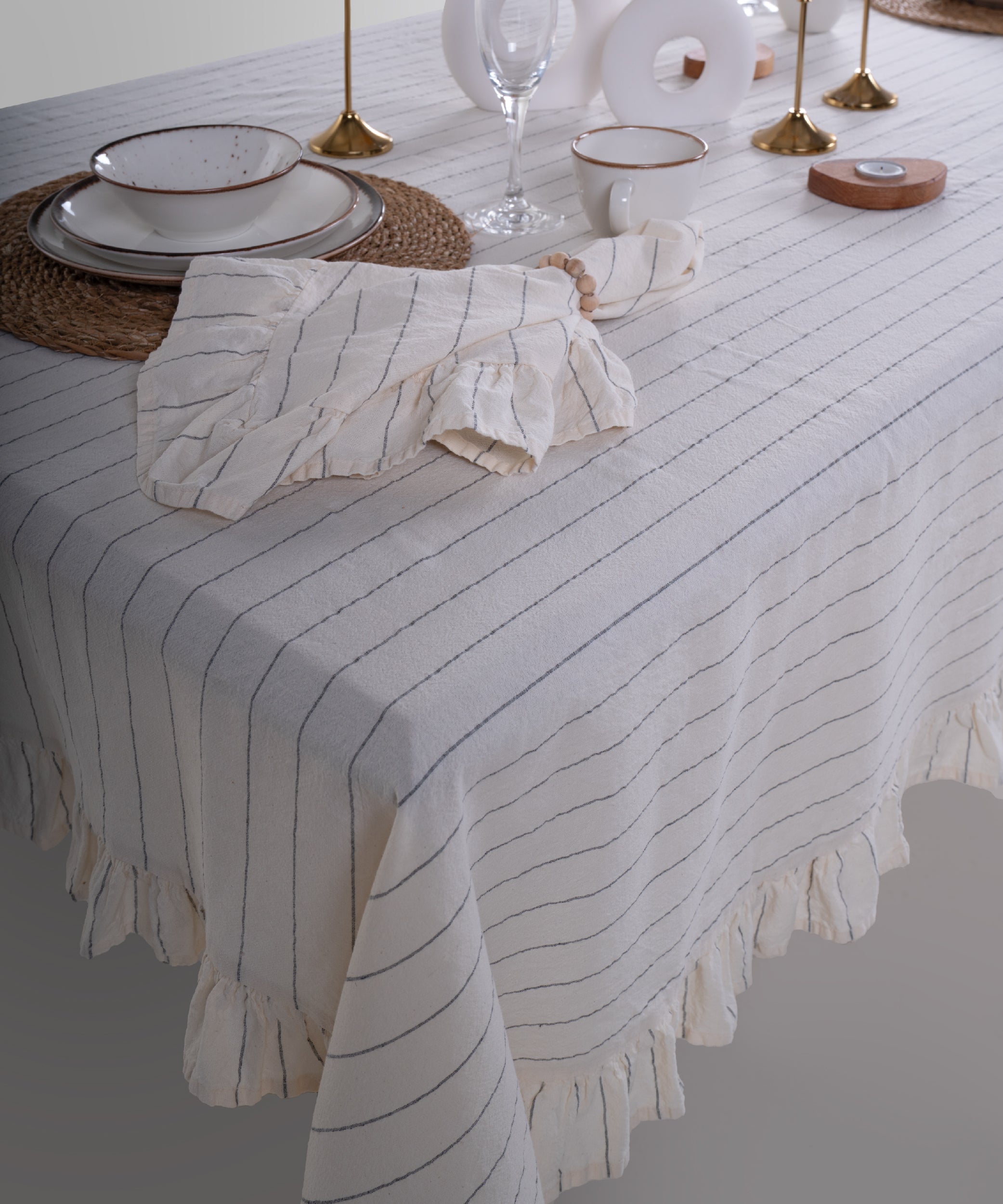 Leila %100 Cotton Garment Wash Tablecloth - 140X200cm