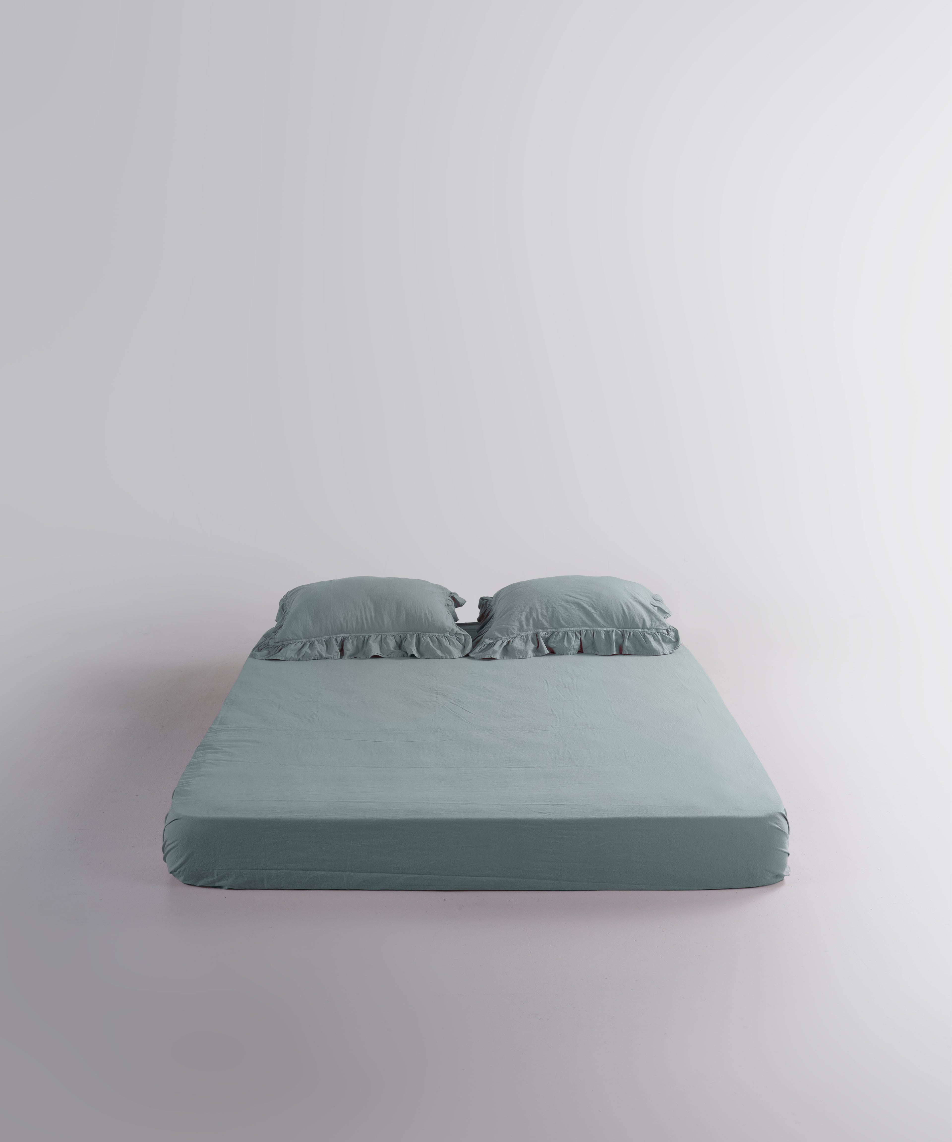 Stonewash 100% Soft Cotton Exclusive Fitted Sheet Set Mineral Blue