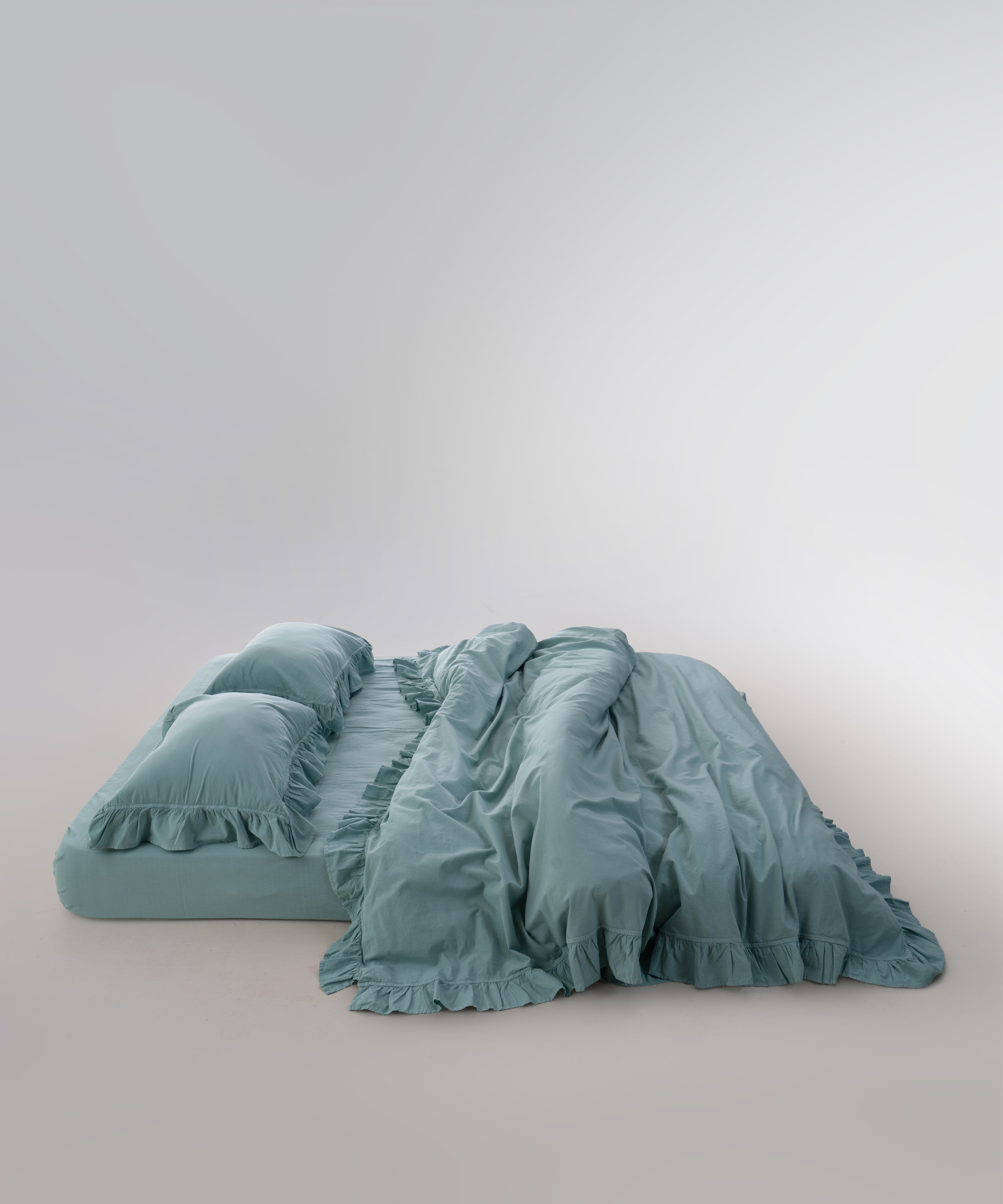 Stonewash Exclusive 100% Soft Cotton Duvet Cover Set Mineral Blue