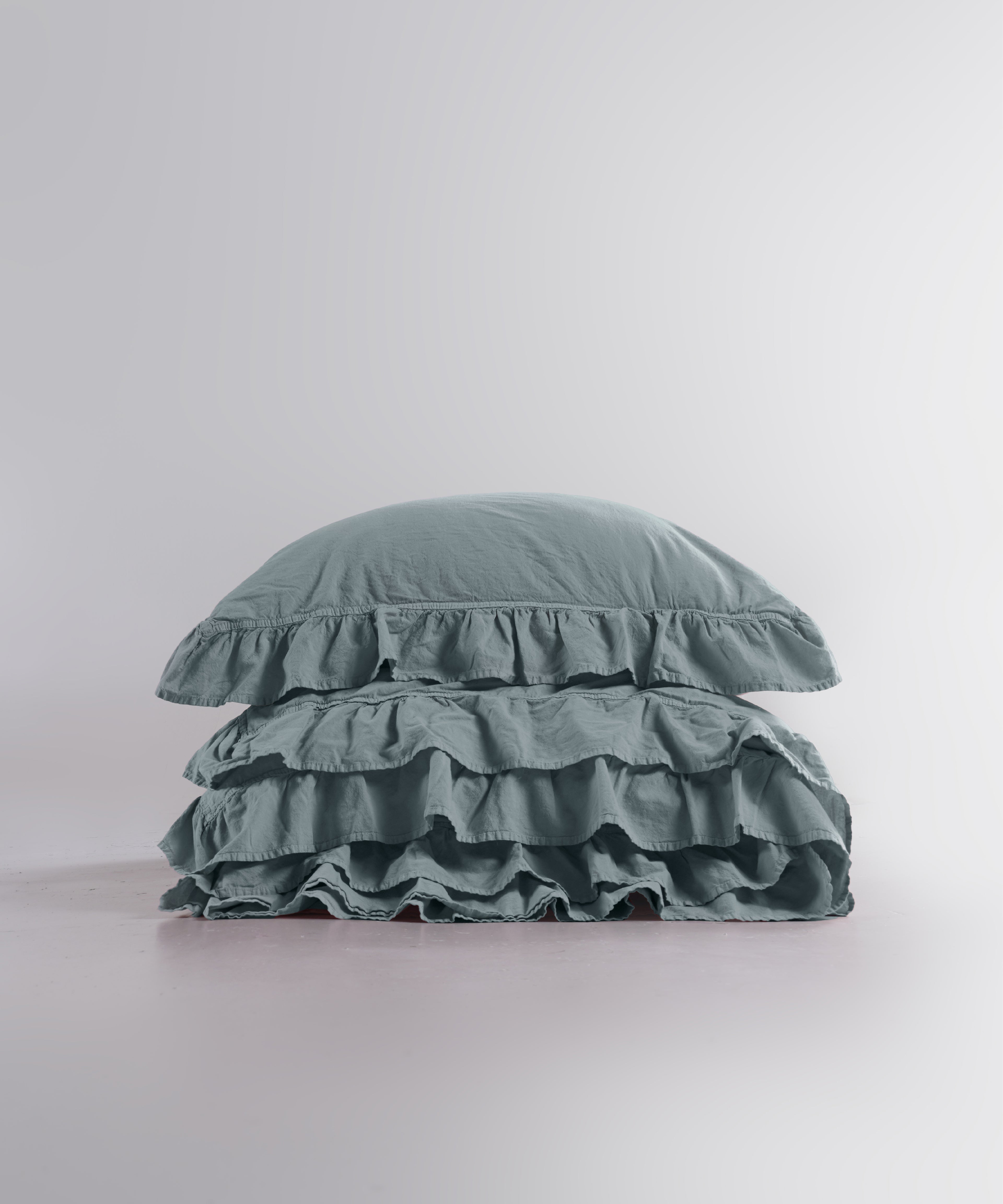 Stonewash 100% Soft Cotton Exclusive Fitted Sheet Set Mineral Blue