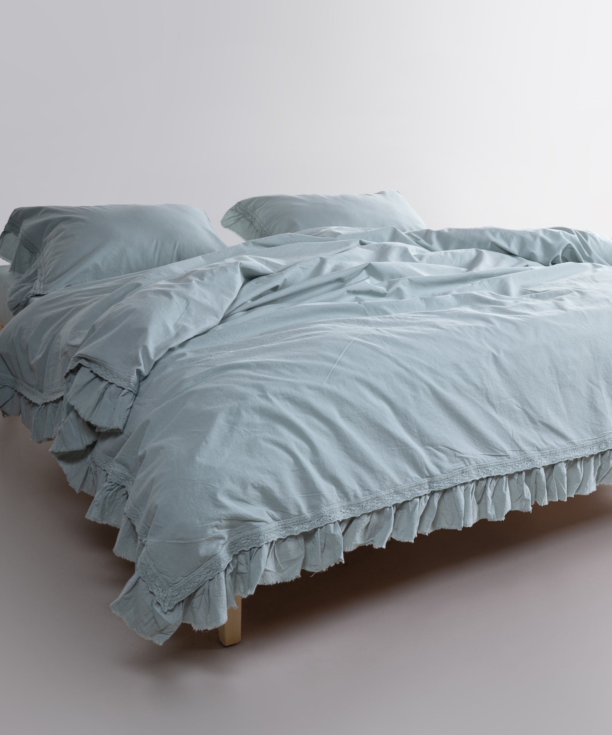 Stonewash 100% Soft Cotton Duvet Cover Set Francesca Mint