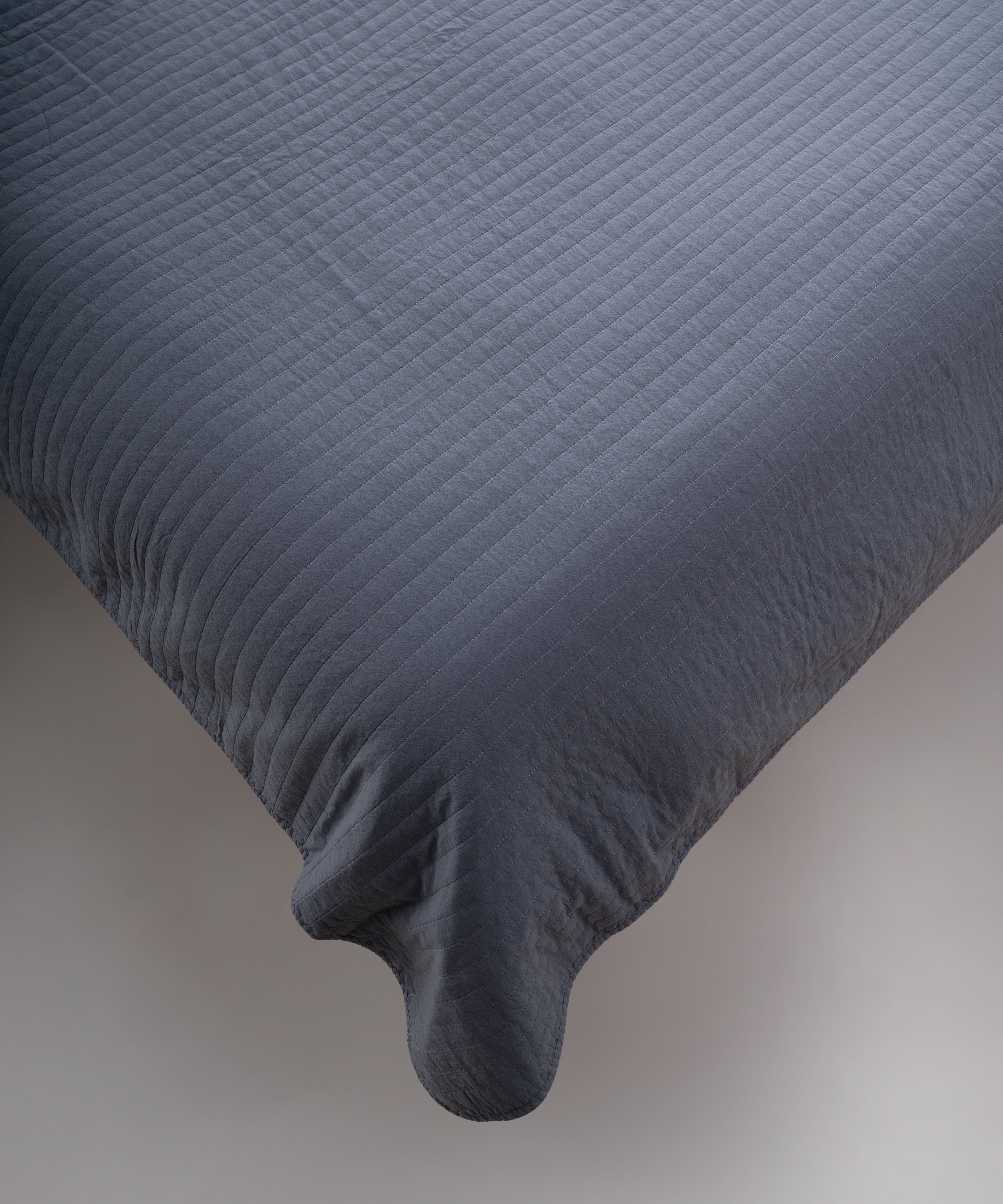 Myra 100% Cotton Stonewashed Bedspread Set - Med Blue