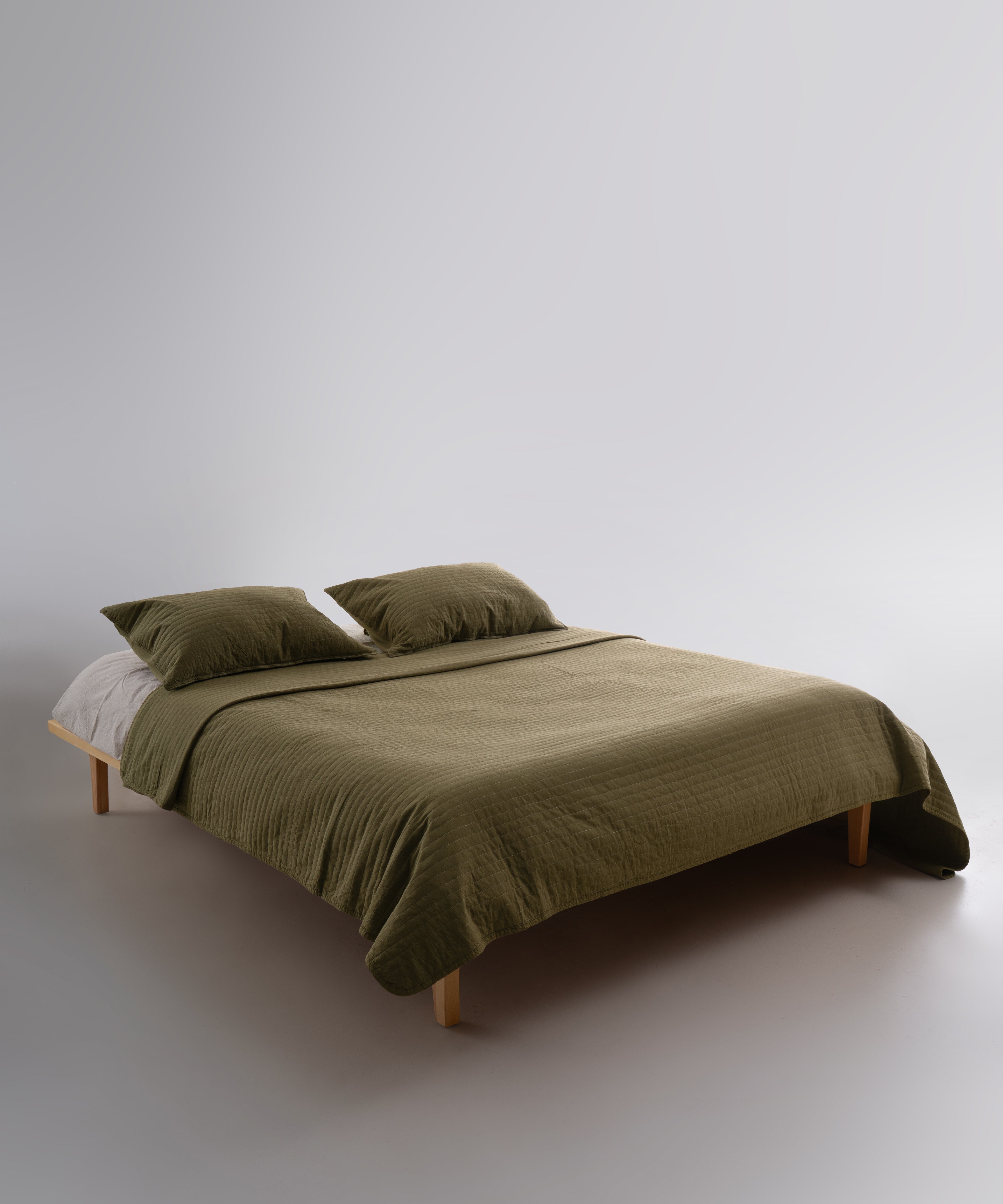 Myra 100% Cotton Stonewashed Bedspread Set - Olive
