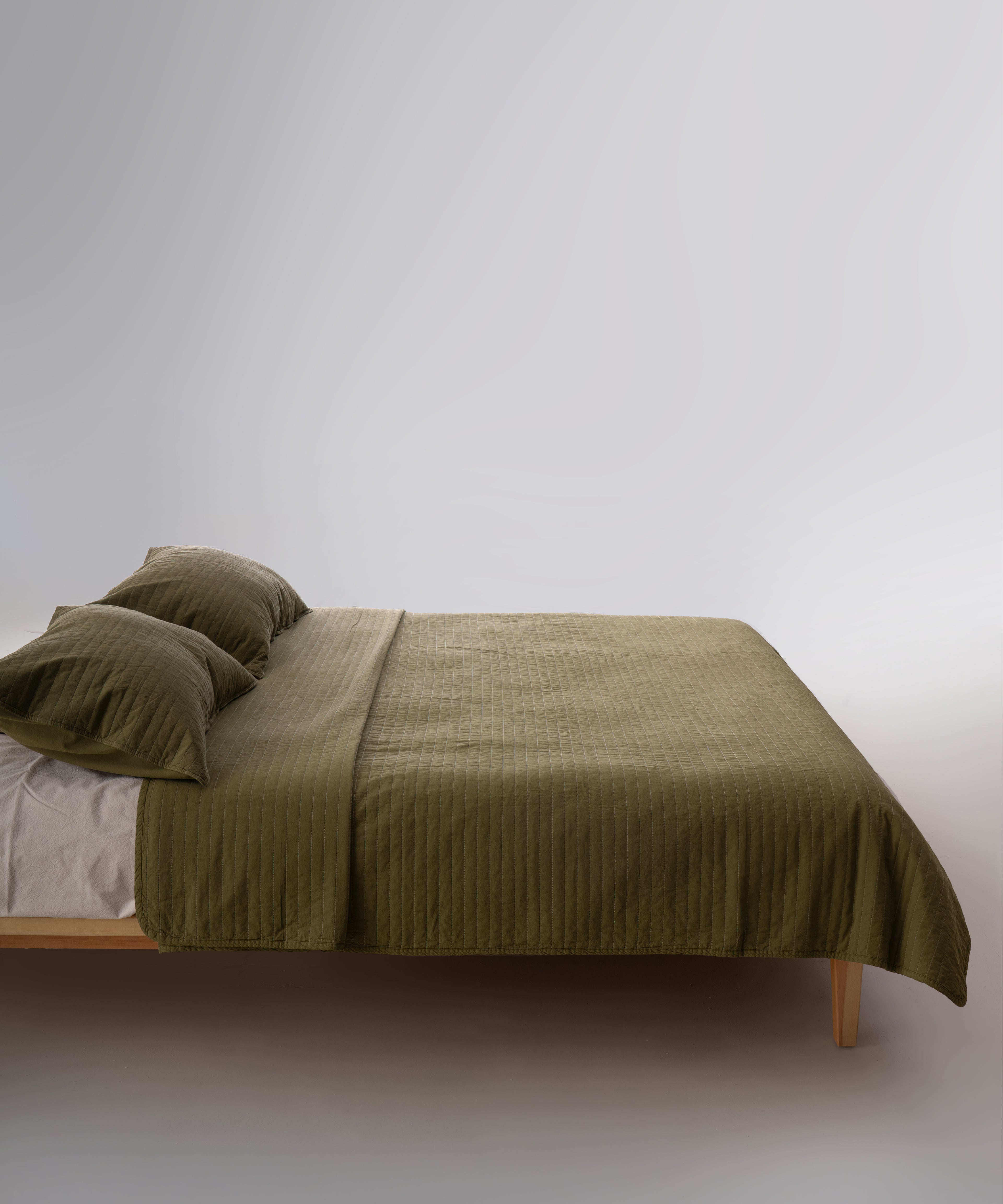 Myra 100% Cotton Stonewashed Bedspread Set - Olive