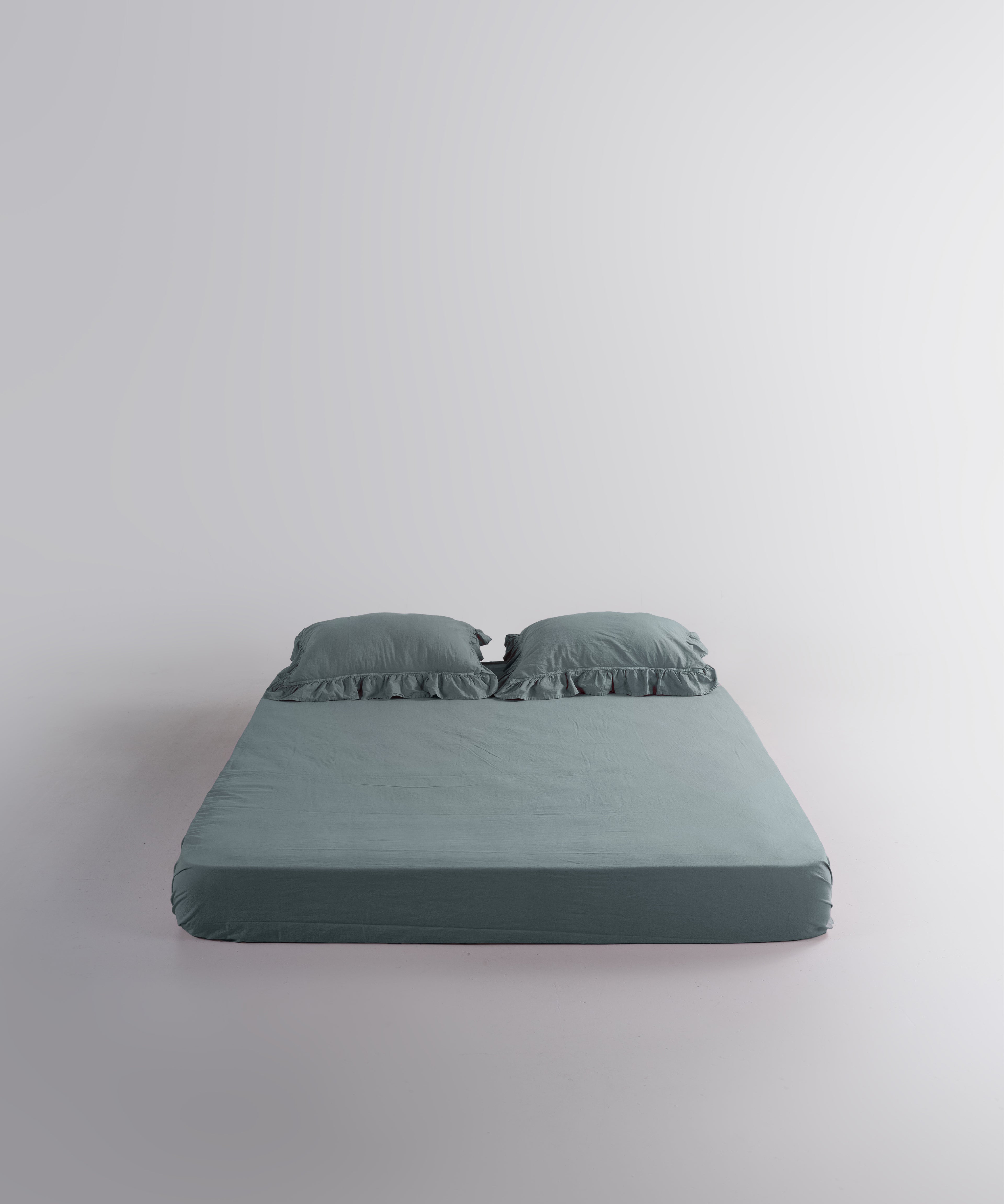 Stonewash 100% Soft Cotton Exclusive Fitted Sheet Set Natural Green