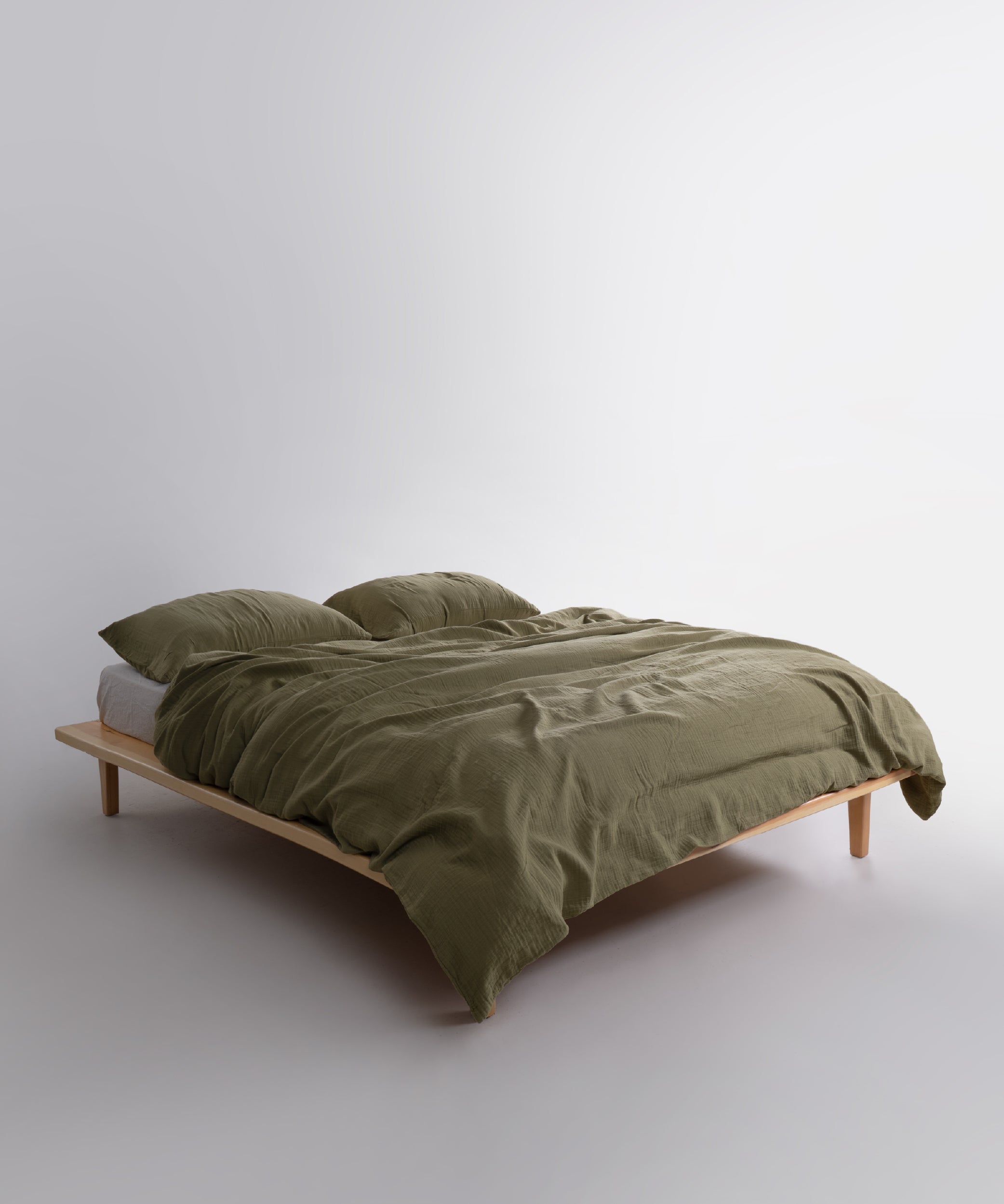Cloud 100% Natural Cotton Gauze-Muslin Duvet Cover Set Olive