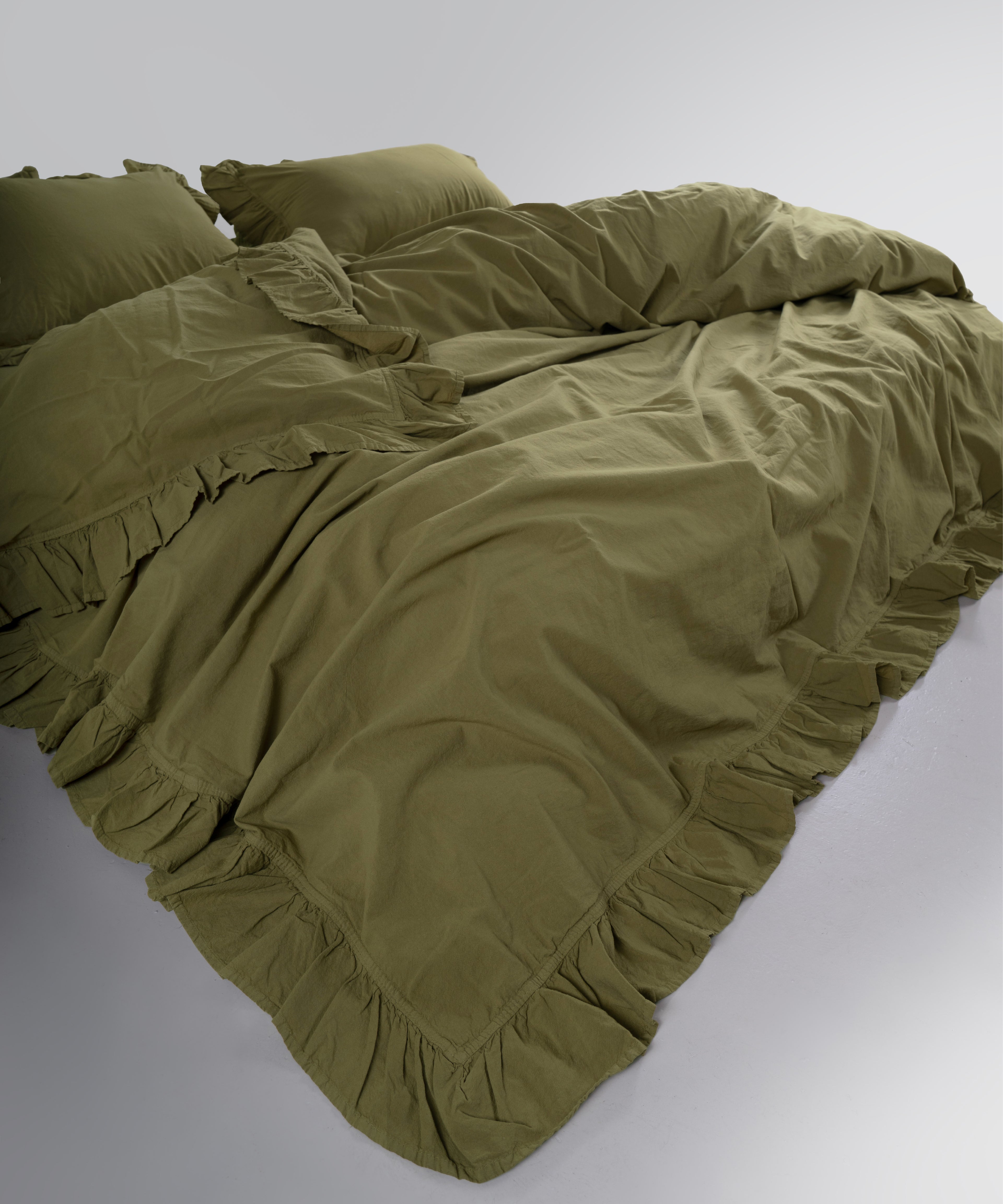 Stonewash Exclusive 100% Soft Cotton Duvet Cover Set Olive