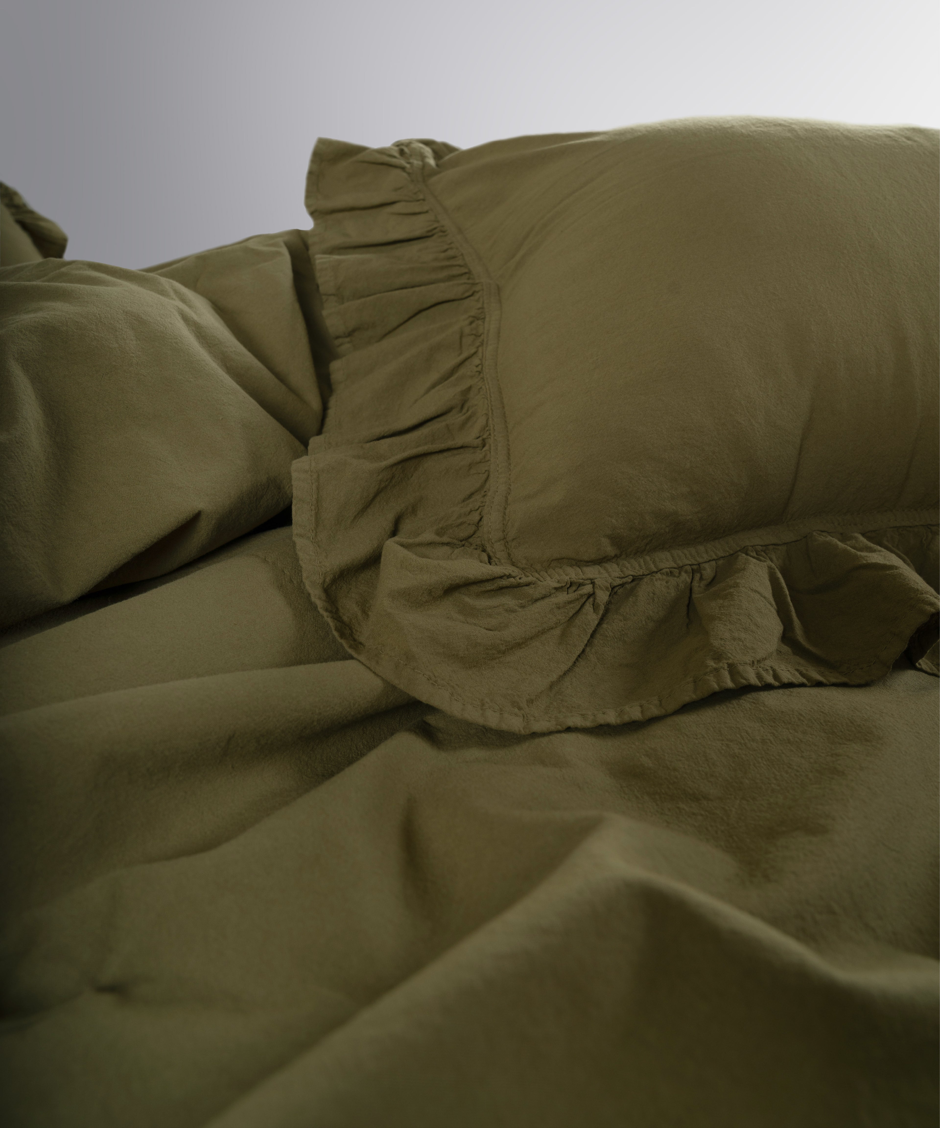 Stonewash Exclusive 100% Soft Cotton Duvet Cover Set Olive