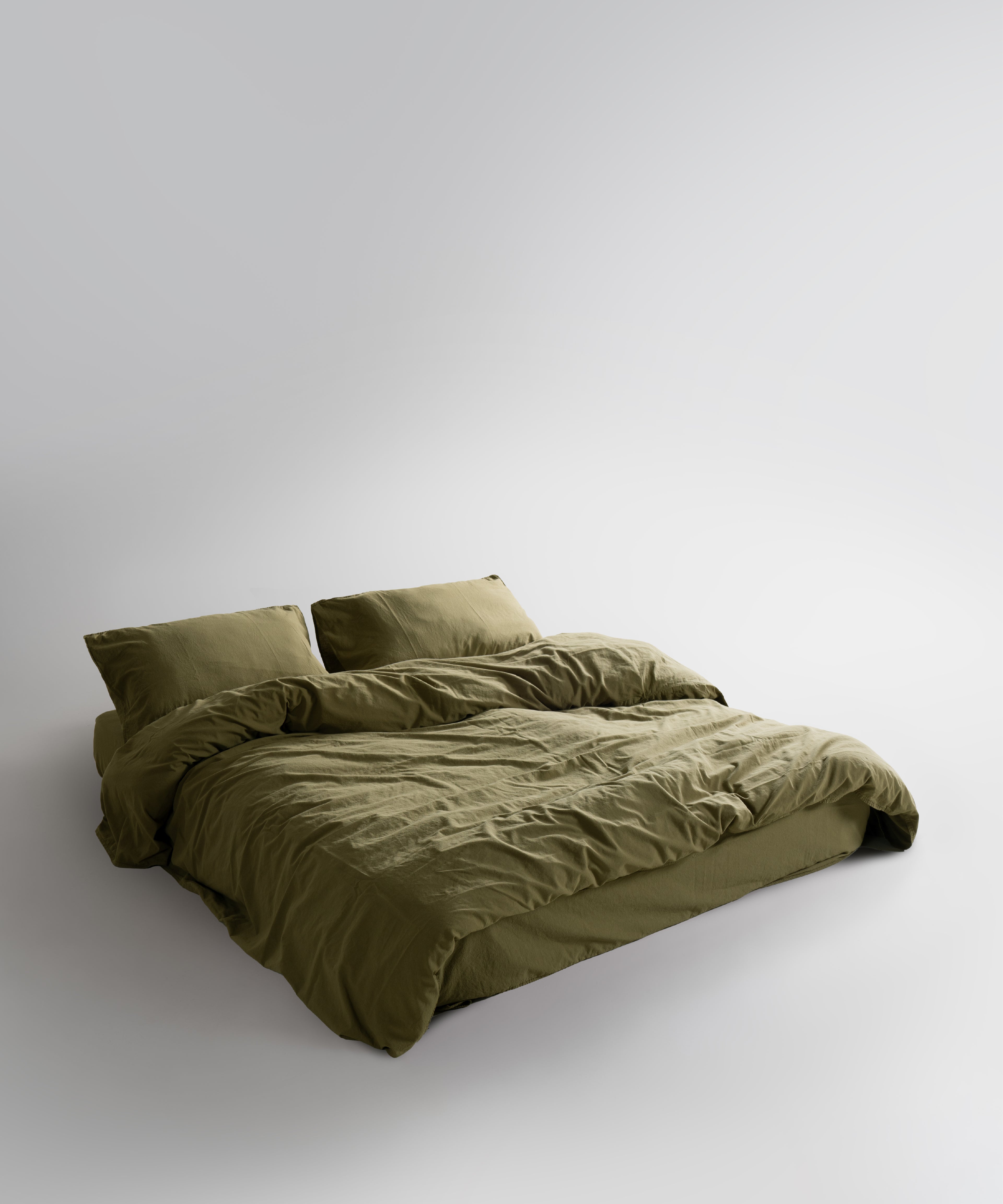 Stonewash 100% Soft Cotton Duvet Cover Set Olive