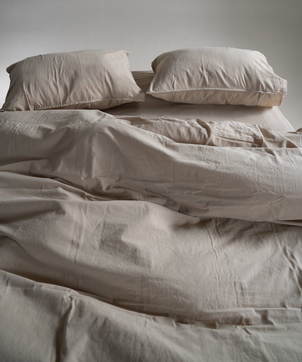 Stonewash 100% Soft Cotton Duvet Cover Set Oxford Tan