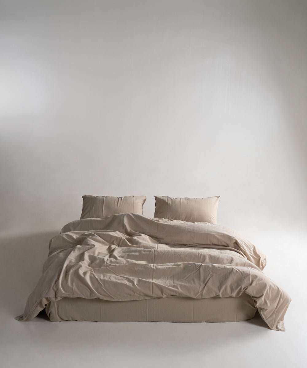 Stonewash 100% Soft Cotton Duvet Cover Set Oxford Tan