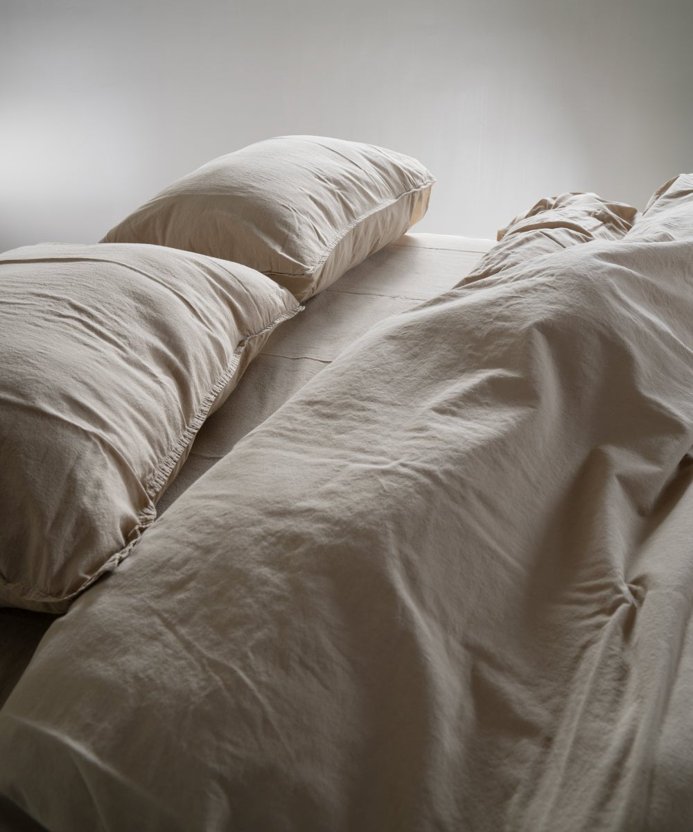 Stonewash 100% Soft Cotton Duvet Cover Set Oxford Tan