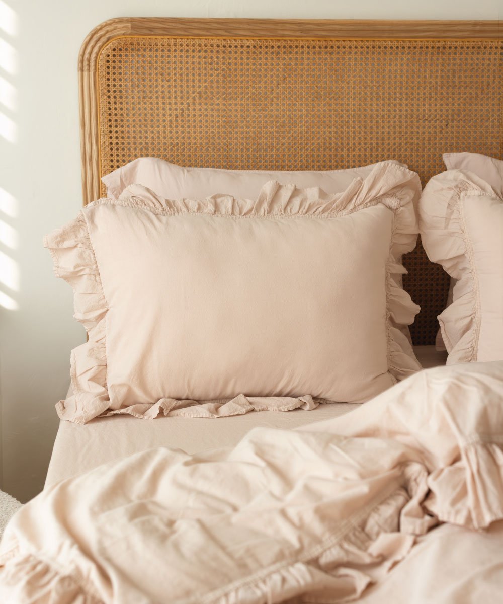 Exclusive Pristine Ruffled 100% Soft Cotton Pillowcases Pair - Stonewashed | Limasso