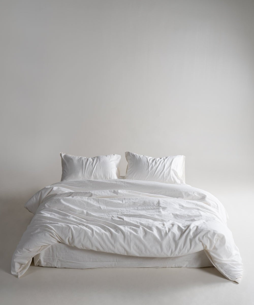 Stonewash 100% Soft Cotton Duvet Cover Snow White