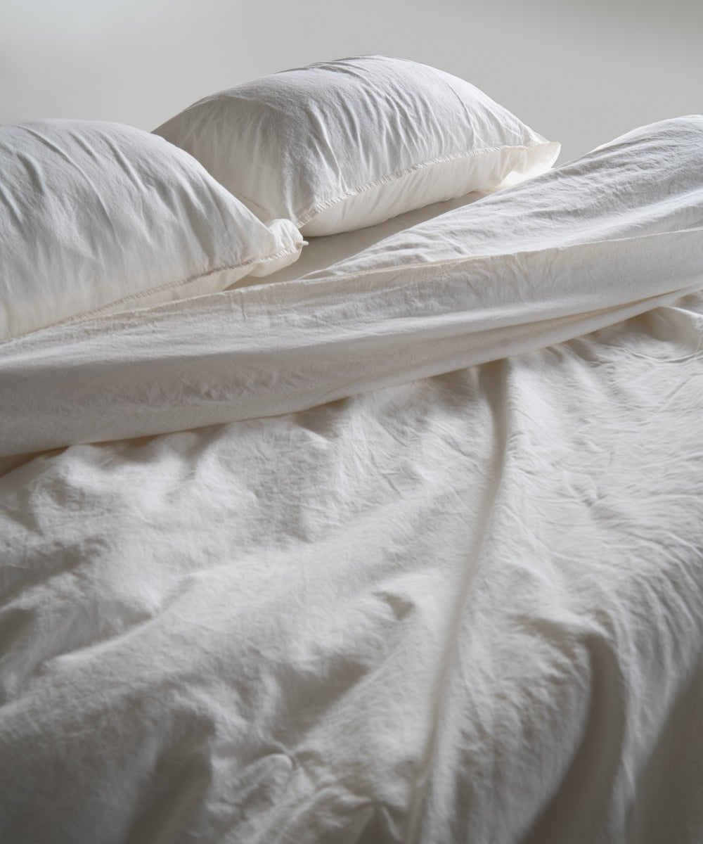 Stonewash 100% Soft Cotton Duvet Cover Snow White