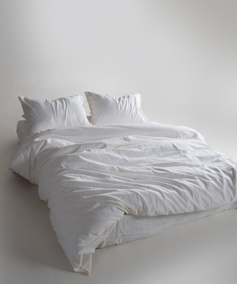 Stonewash 100% Soft Cotton Duvet Cover Snow White