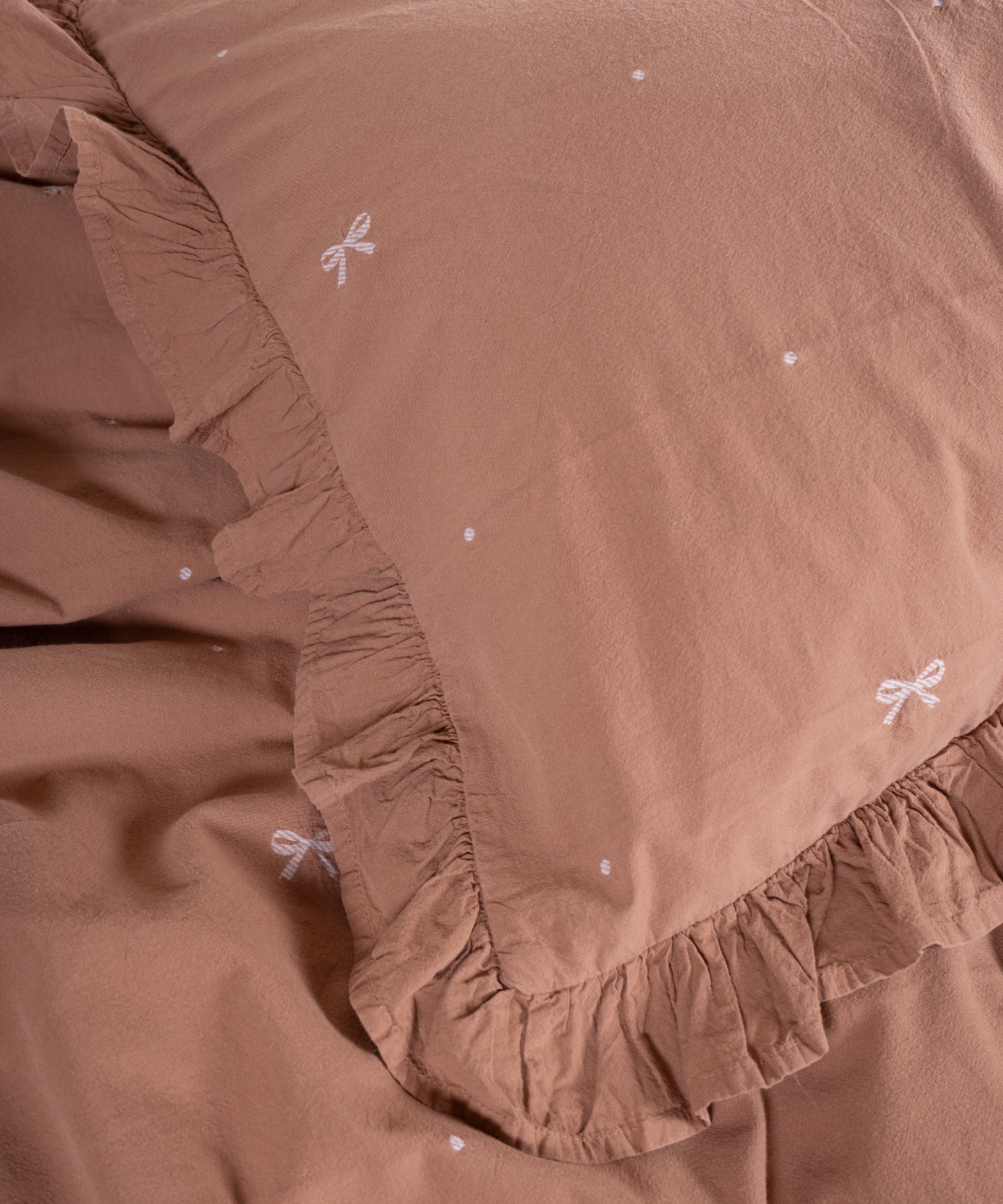 Stonewashed Ribbon Wood Smoke 100% Cotton Duvet Cover Set | Ruffled