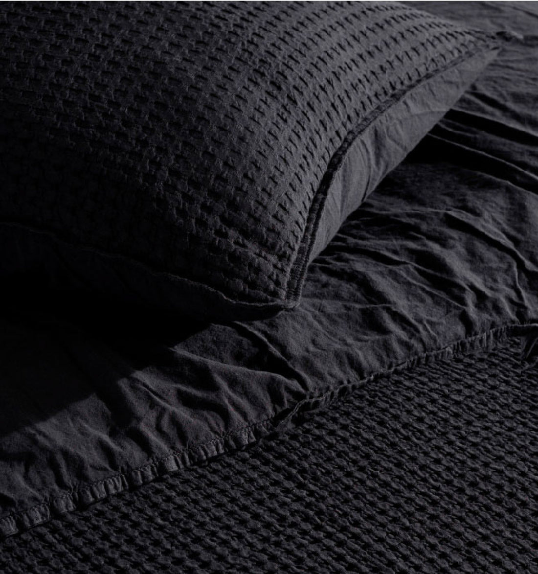 Bassin Stonewashed 100% Cotton Duvet Cover Set - Black