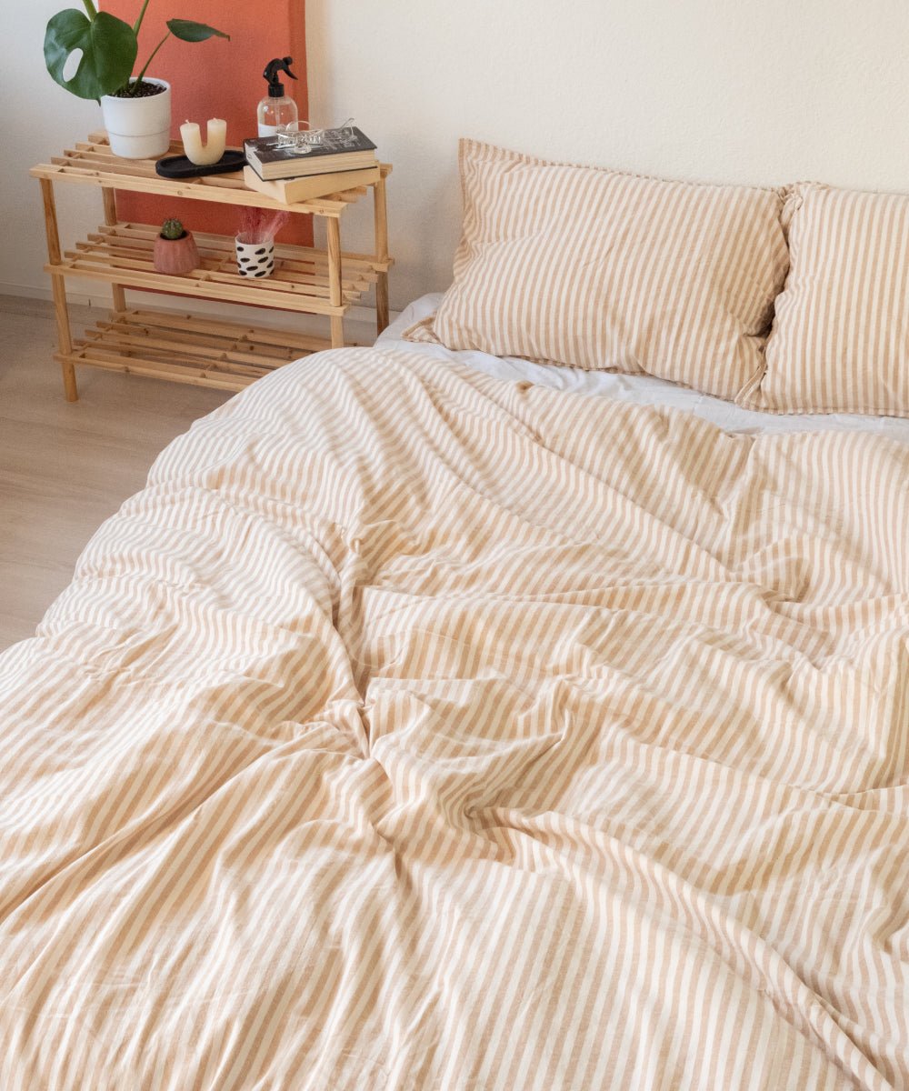 Garmenwashed Kaine Beige 100% Cotton Duvet Cover Set
