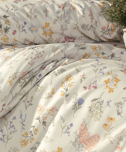 %100 Cotton Saten Midnight Cream Duvet Cover Set Detail