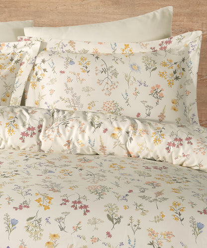 %100 Cotton Saten Midnight Cream Duvet Cover Set Details