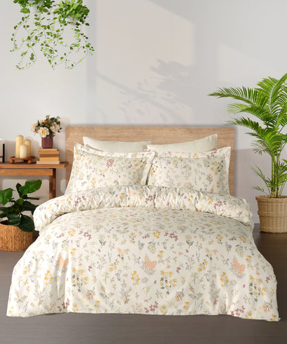 %100 Cotton Saten Midnight Cream Duvet Cover Set Full
