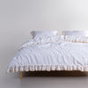 Dora White Ruffle Lace 100% Cotton Duvet Cover Set – Stonewashed | Limasso
