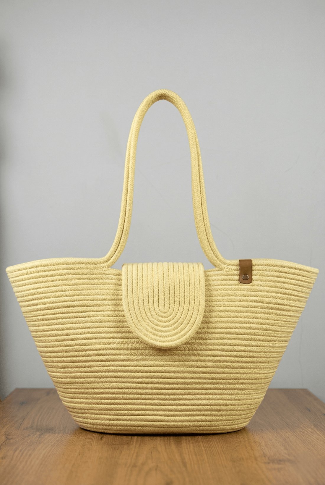 Boho Straw Style Magnetic Closure Natural Shoulder Bag - Yellow
