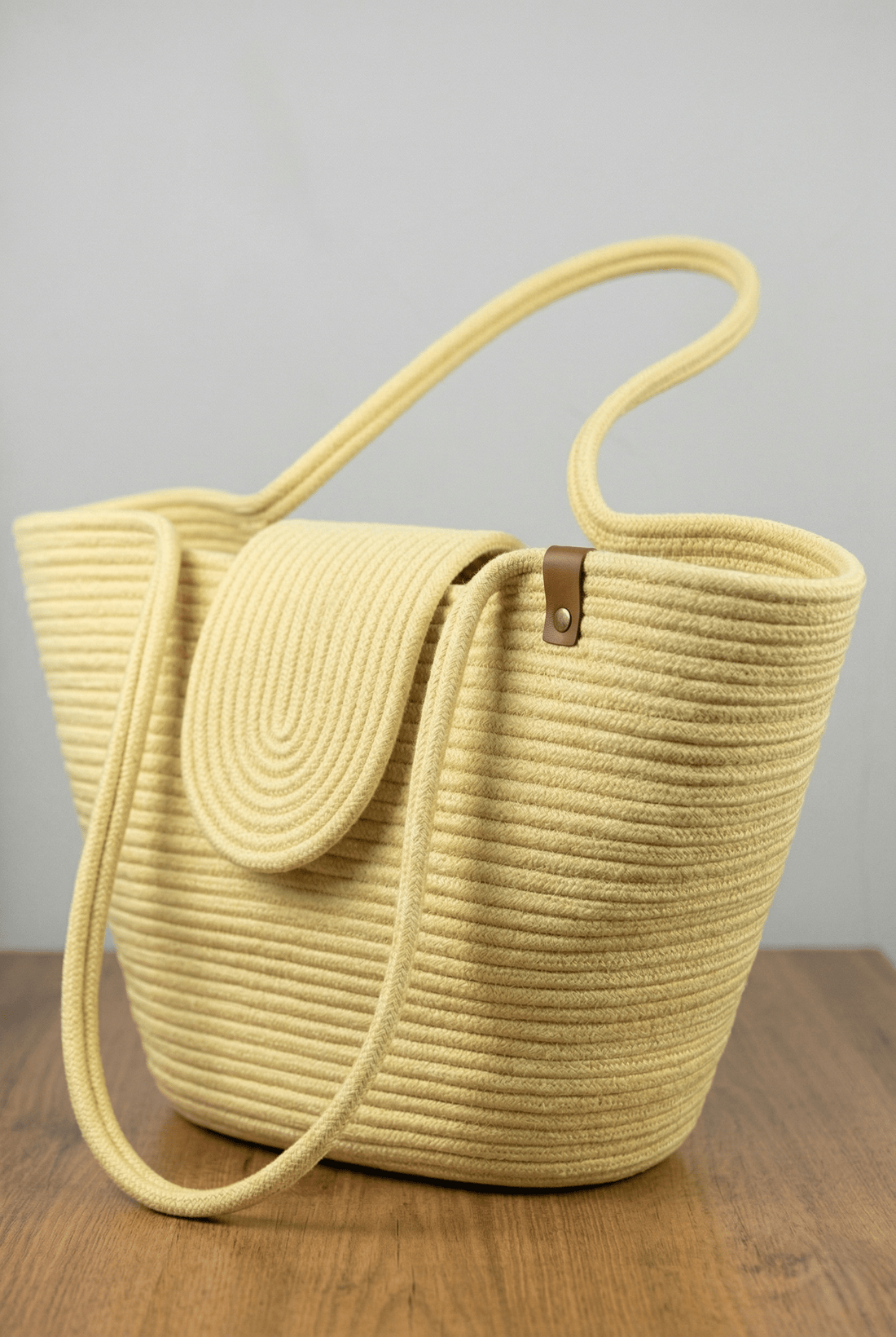 Boho Straw Style Magnetic Closure Natural Shoulder Bag - Yellow