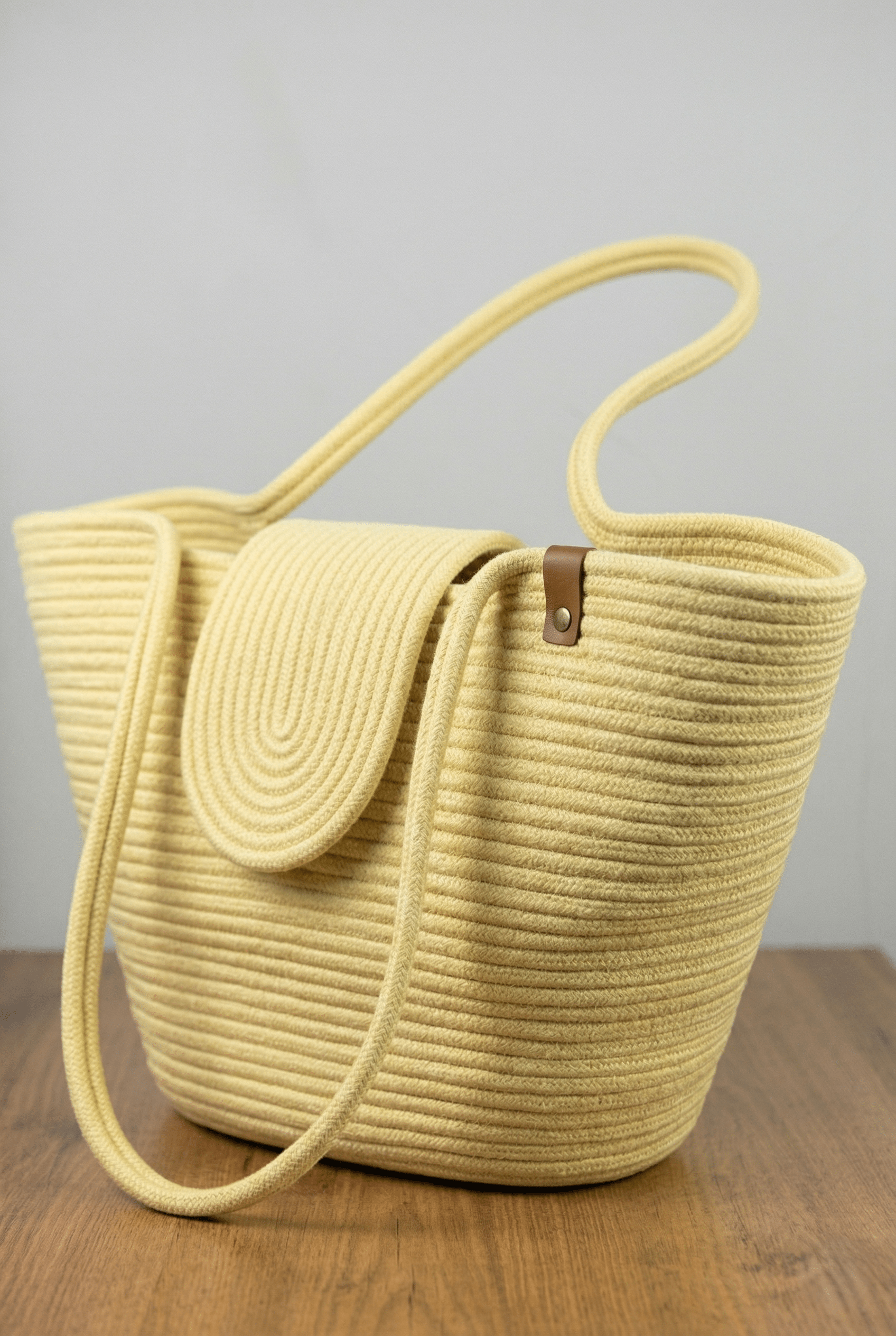 Boho Straw Style Magnetic Closure Natural Shoulder Bag - Yellow