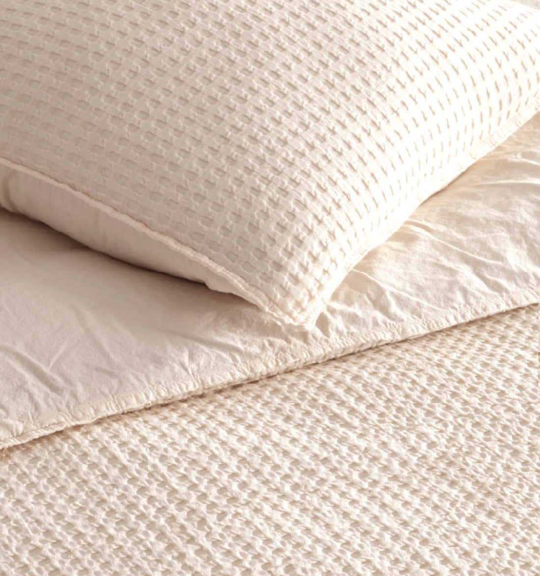 Bassin Stonewashed 100% Cotton Duvet Cover Set - Cream