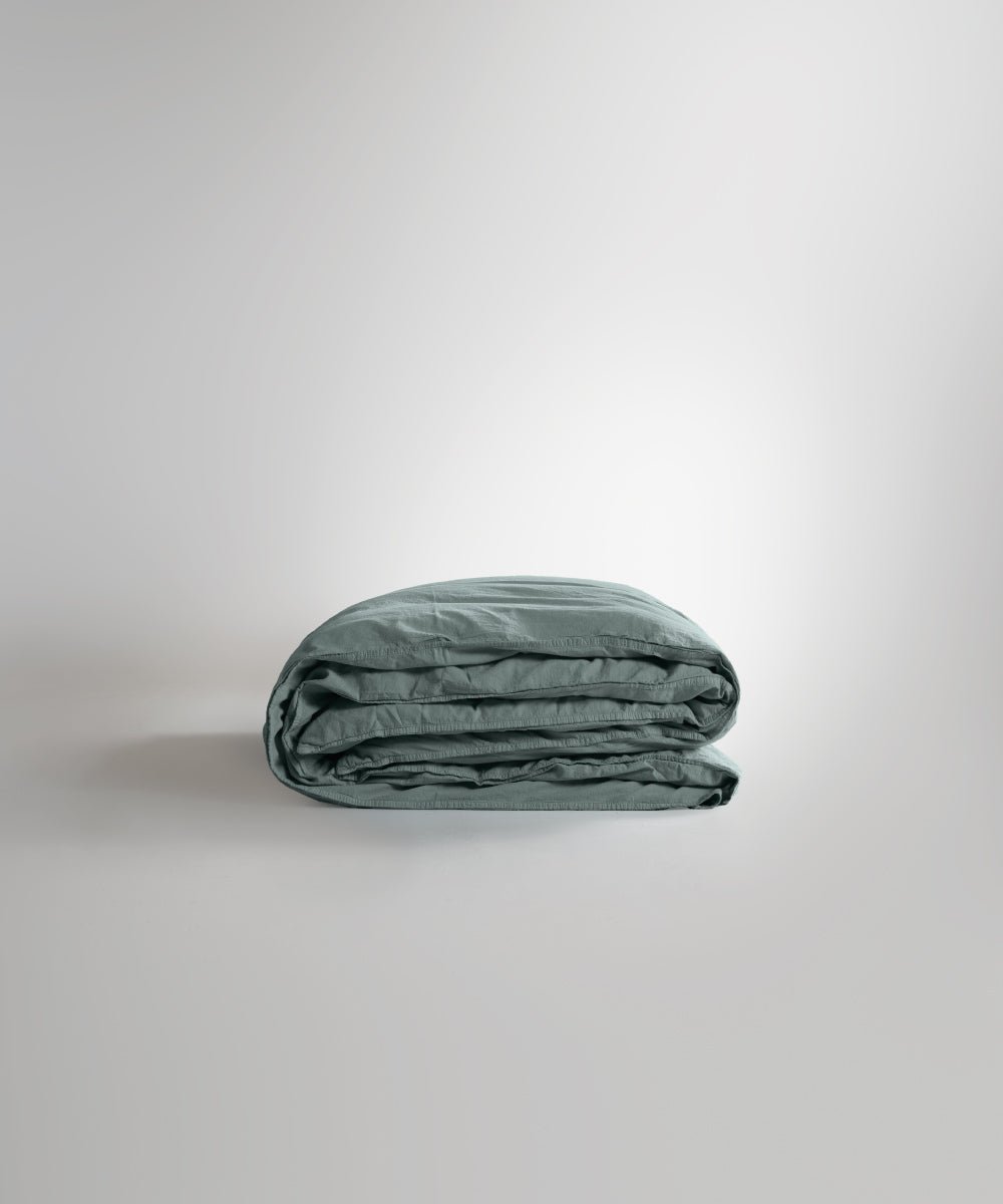 Stonewash 100% Soft Cotton Duvet Cover Natural Green