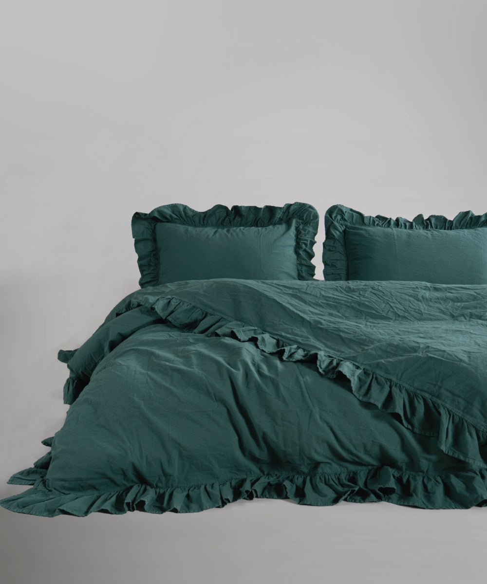 Stonewash Exclusive 100% Soft Cotton Fitted Sheet Set Dark Green