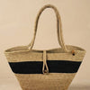 Boho Straw Style Button Closure Natural Shoulder Bag - Natural & Black