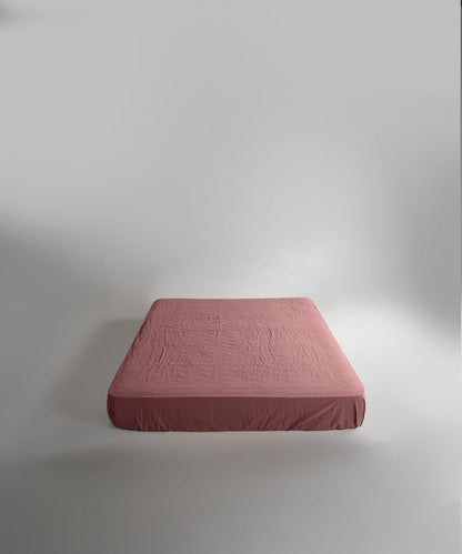 Stonewash 100% Soft Cotton Fitted Sheet Old Rose