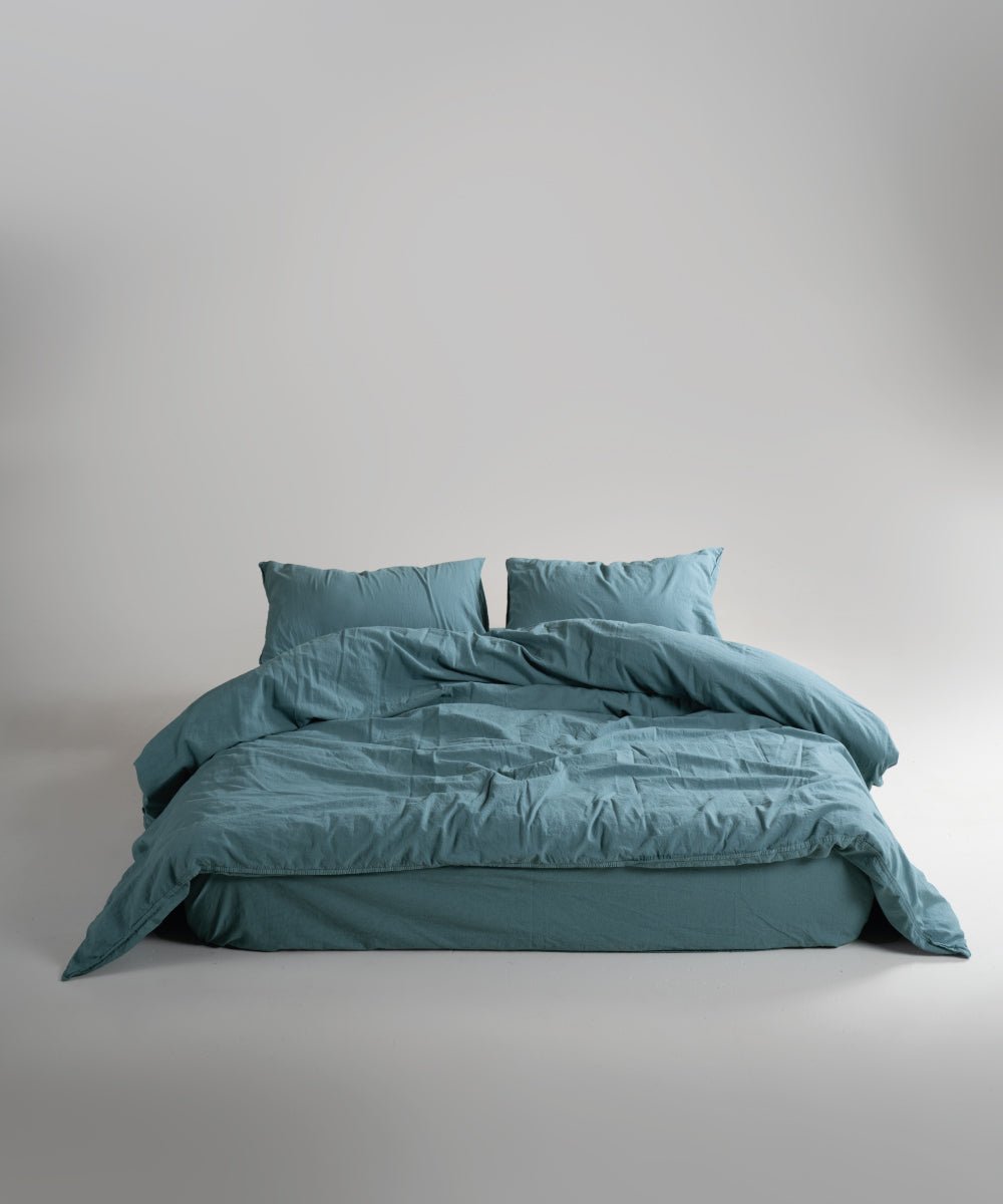 Stonewash 100% Soft Cotton Fitted Sheet Med Blue