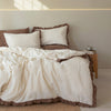 Odessia Wood Smoke Ruffled 100% Soft Cotton Duvet Cover Set - Stonewashed | Limasso