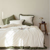 Odessia Olive Ruffled 100% Soft Cotton Duvet Cover Set - Stonewashed | Limasso