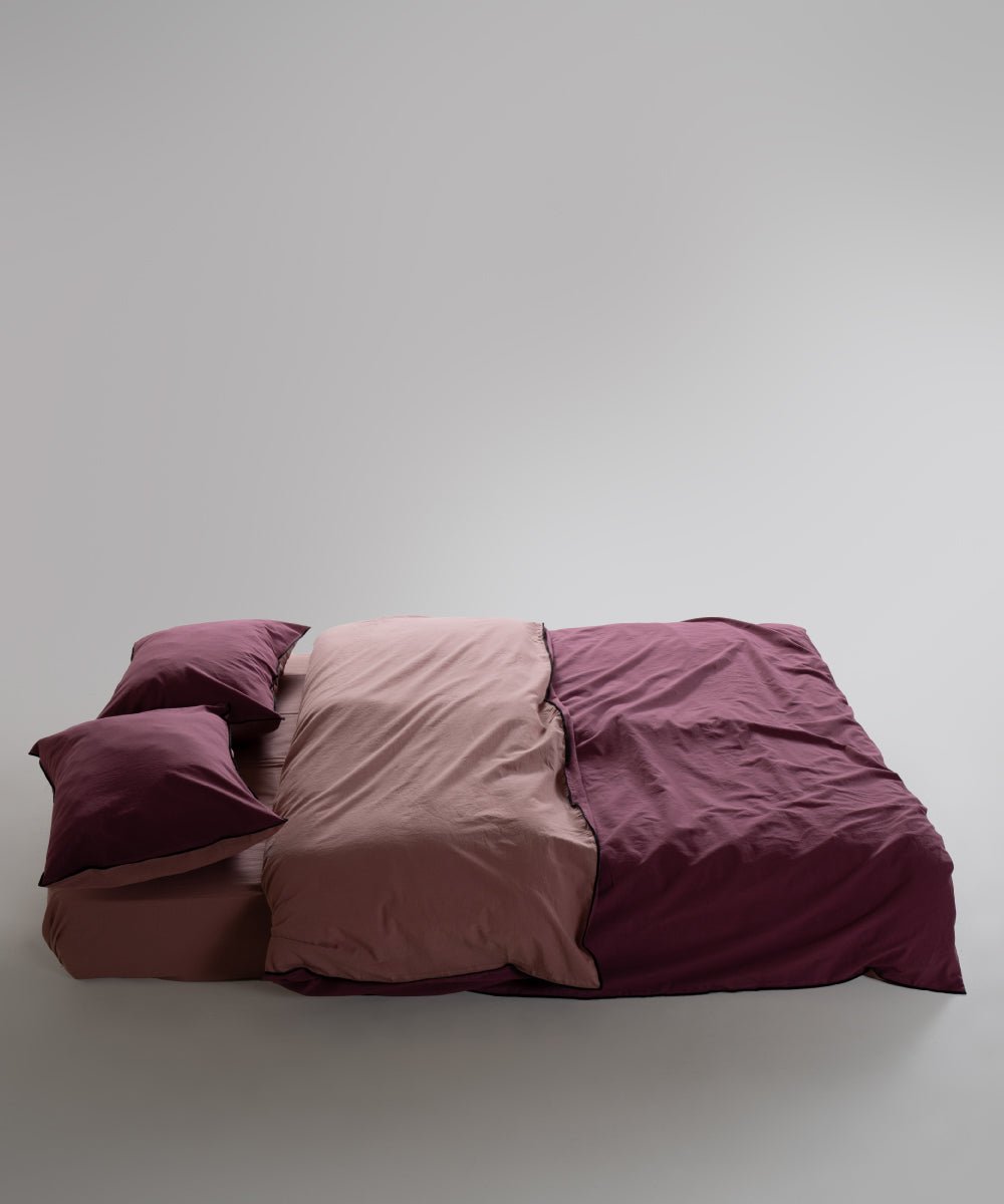 Essualte Stonewashed Reversible 100% Cotton Duvet Cover Set Old Rose / Roseberry