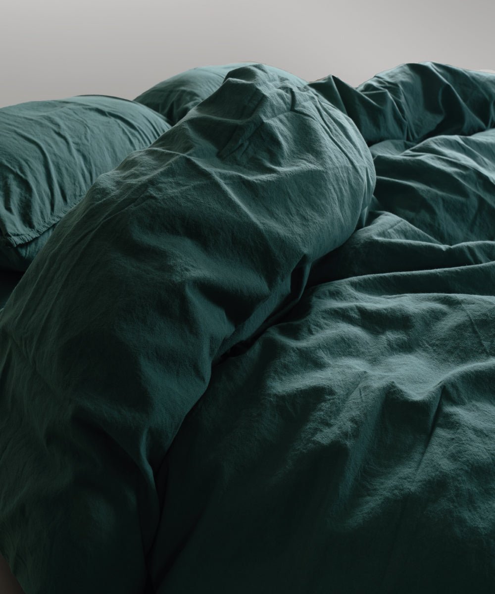 Stonewash 100% Soft Cotton Fitted Sheet Set Dark Green