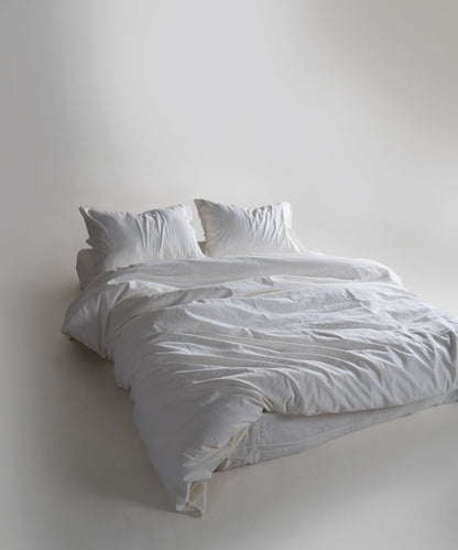 Stonewash 100% Soft Cotton Fitted Sheet Set Snow White