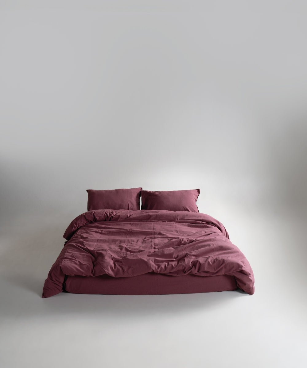 Stonewash 100% Soft Cotton Duvet Cover Raspberry