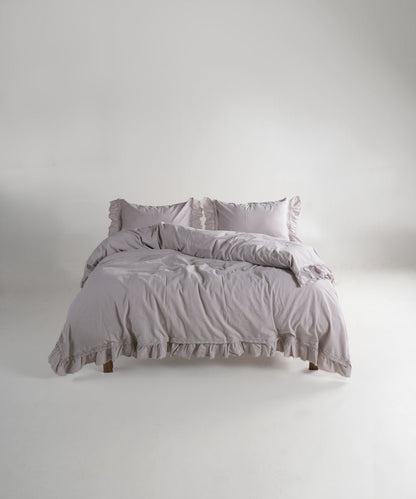 Stonewash 100% Soft Cotton Duvet Cover Set Francesca Opal Grey
