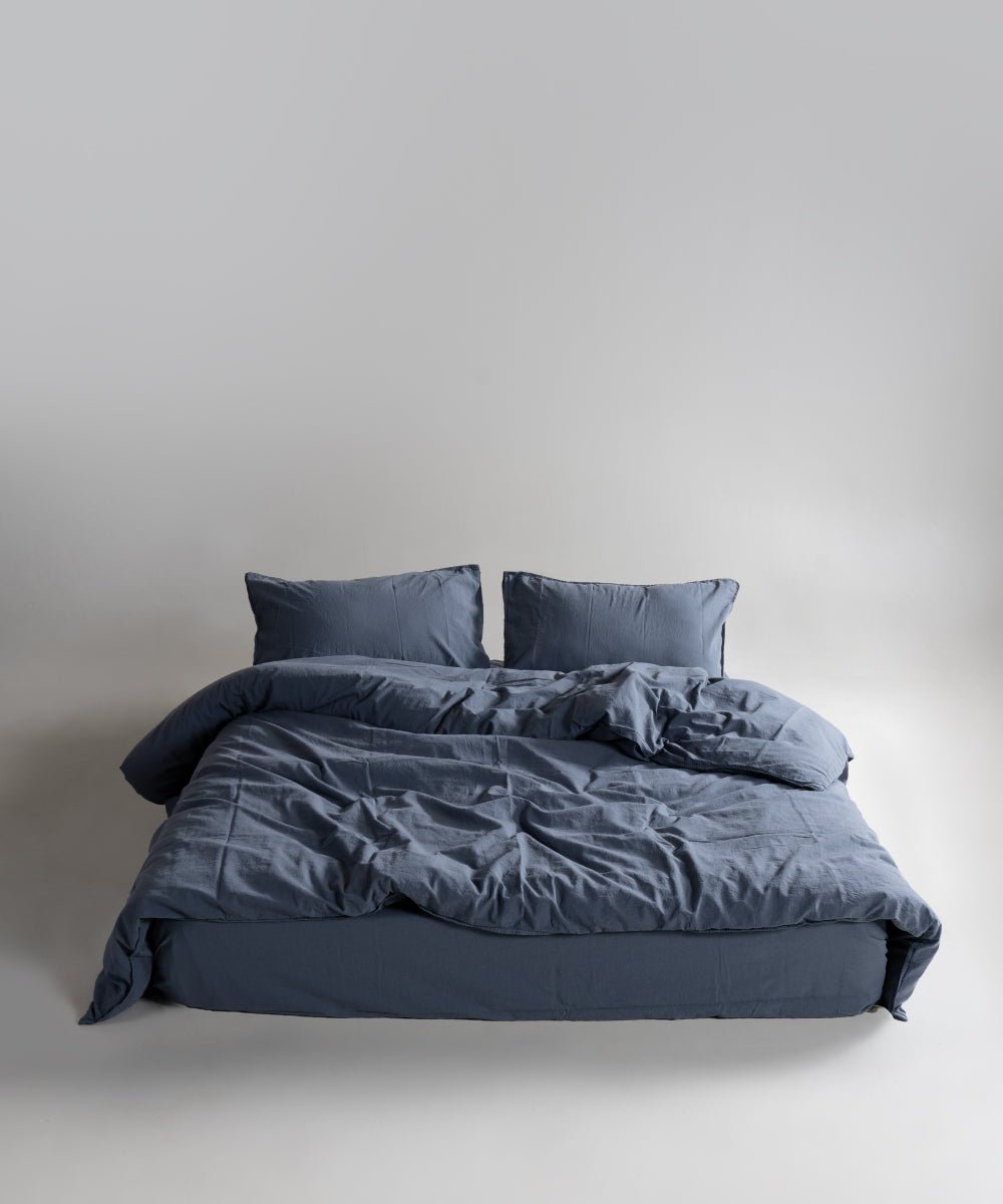 Stonewash 100% Soft Cotton Duvet Cover Set Natural Grey
