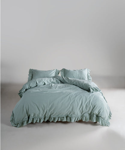 Stonewash 100% Soft Cotton Duvet Cover Set Francesca Mint